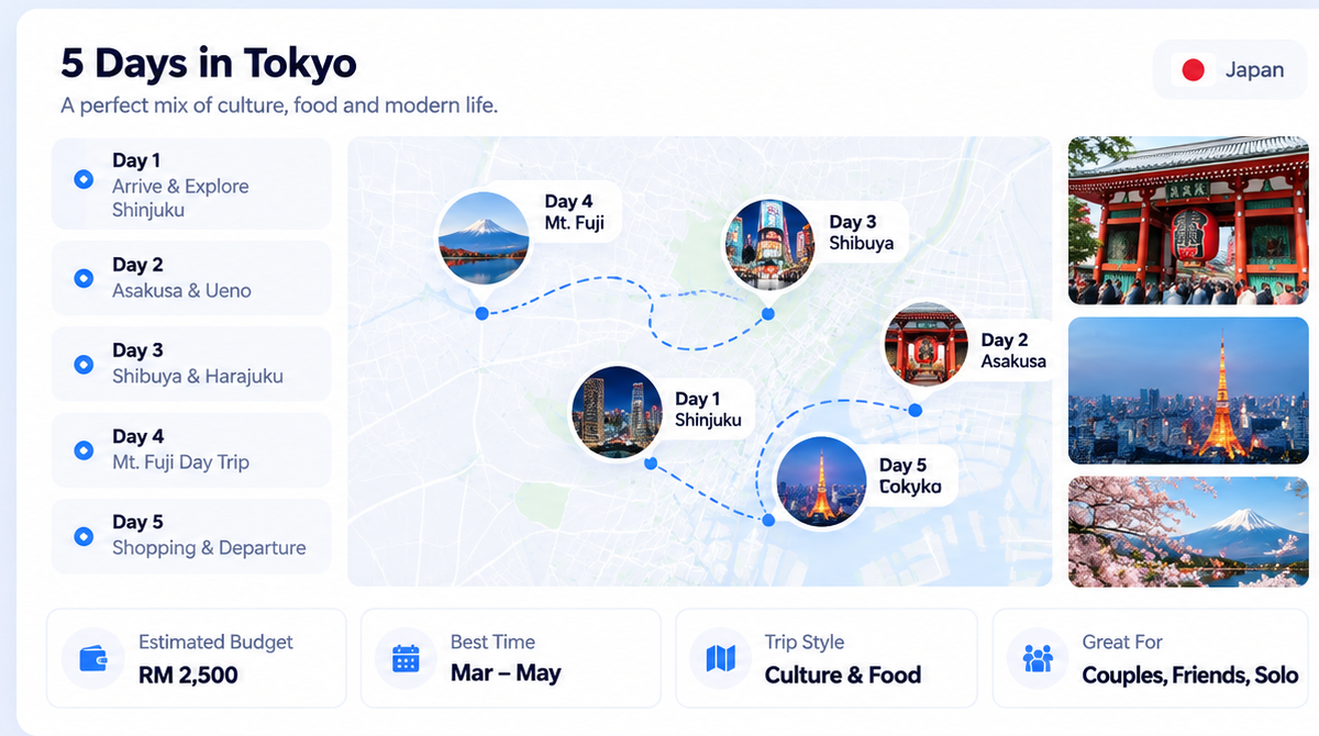 Example 5 Days in Tokyo visual itinerary